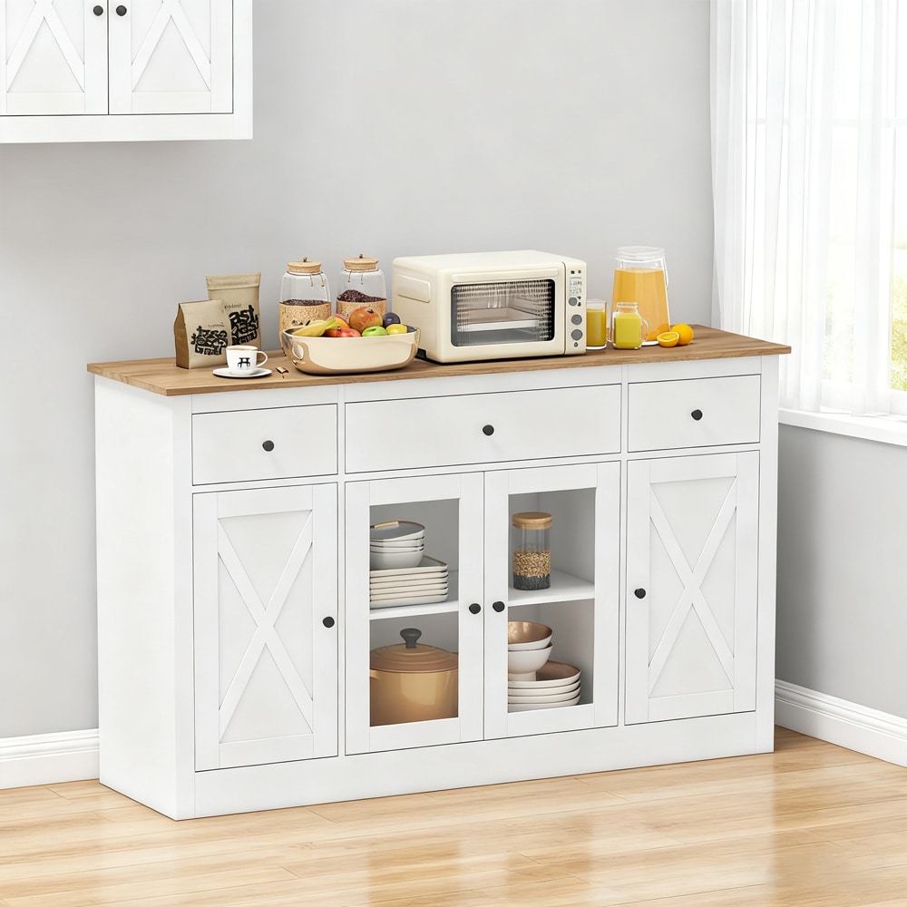Large Kitchen Buffet Sideboard With Three Drawers And Two Doors_voghion.com